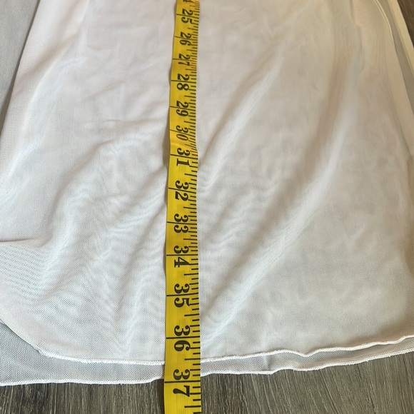 Sheer white sleeveless swim cover, tunic, top, peek a boo slits on side, Large - Picture 9 of 10